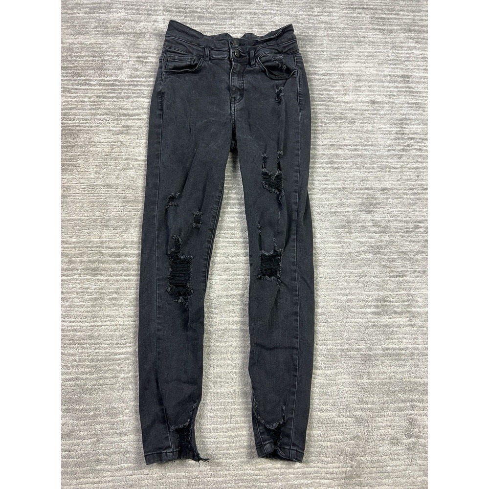 Kancan Signature Jeans Womens 26 Black‎ Kurvy Ultra High Rise Ankle Skinny Denim